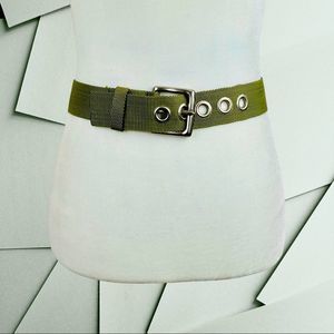 Express Army Green Utility Belt with Silver Buckle and Accents
